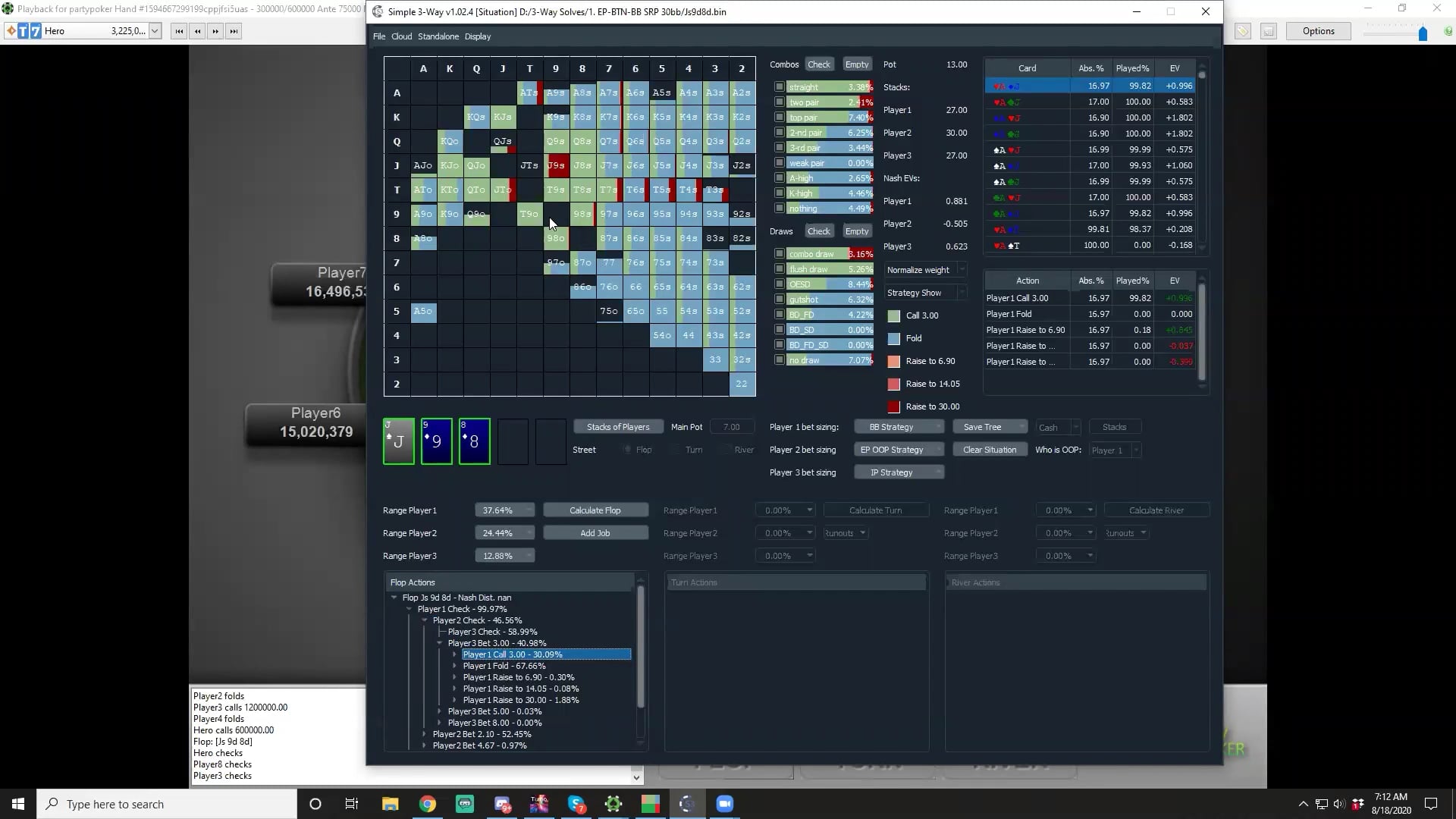 3way Solve (J98ss) + 10k Hand History Review