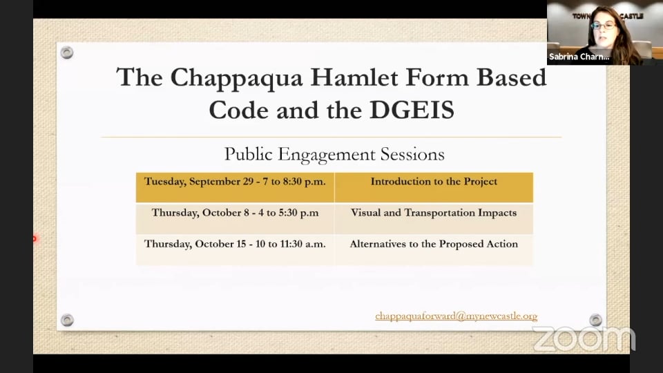 NCCMC Chappaqua Hamlet Form Based Code Information Session I 9/29/20