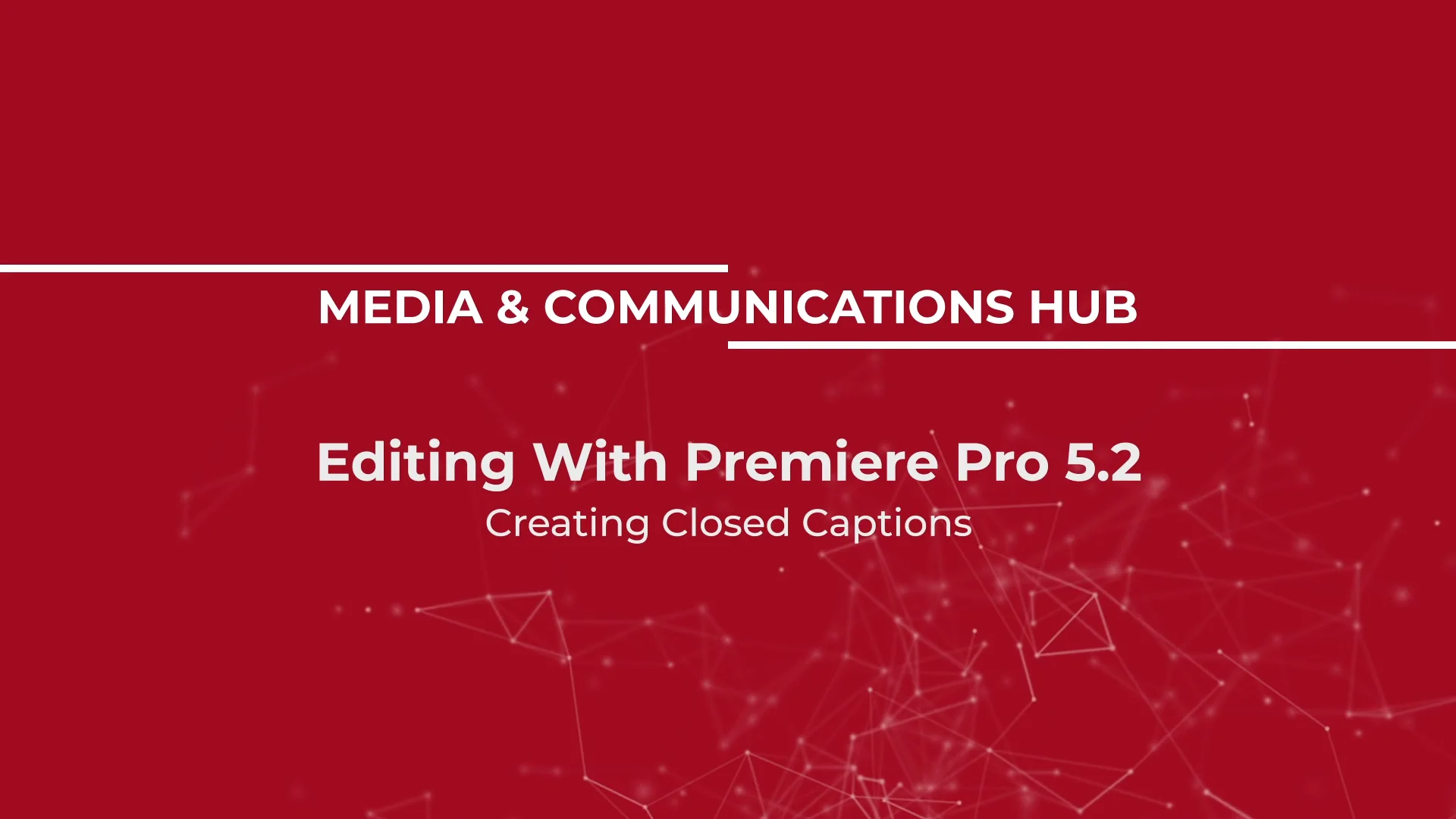 Premiere Pro 5.2 Creating Closed Captions