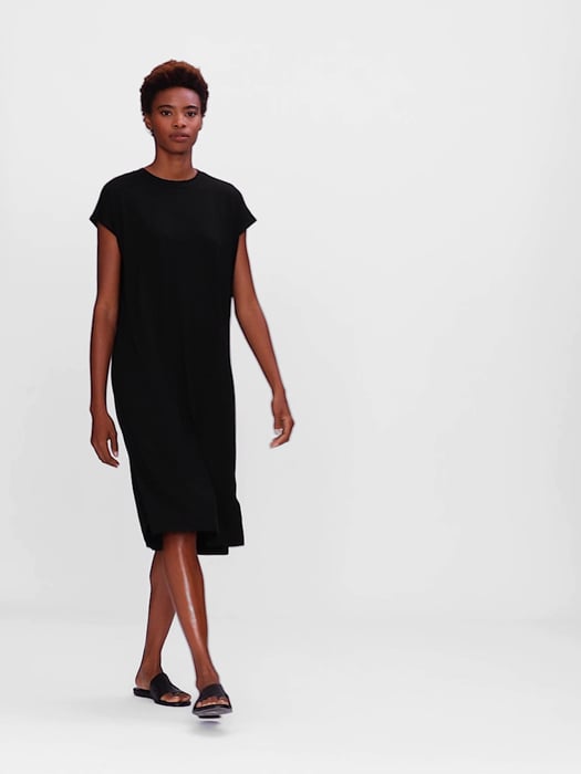 Viscose Jersey Crew Neck Dress EILEEN FISHER