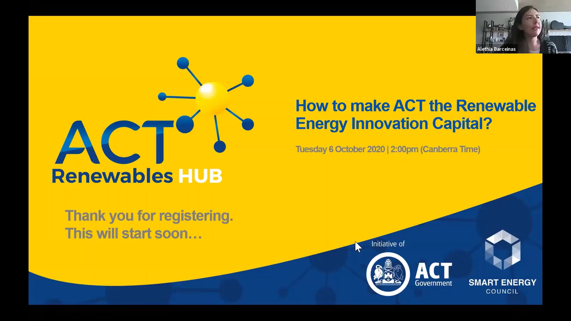 ACT Renewables Hub Webinar:  How to make ACT the Renewable Energy Innovation Capital