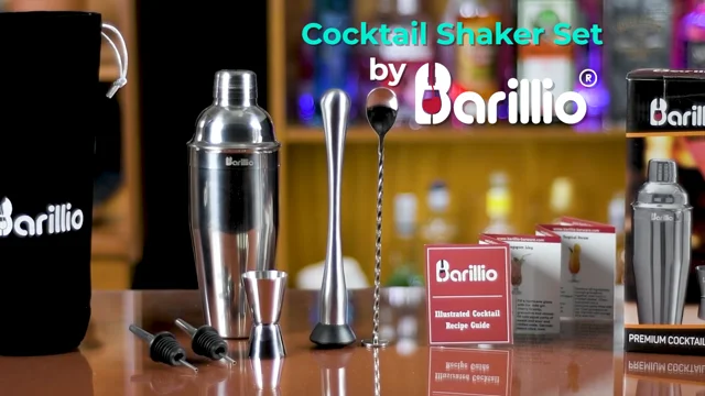 Barillio Cocktail Shaker Set with Elegant Bamboo Stand (Rose-Copper)