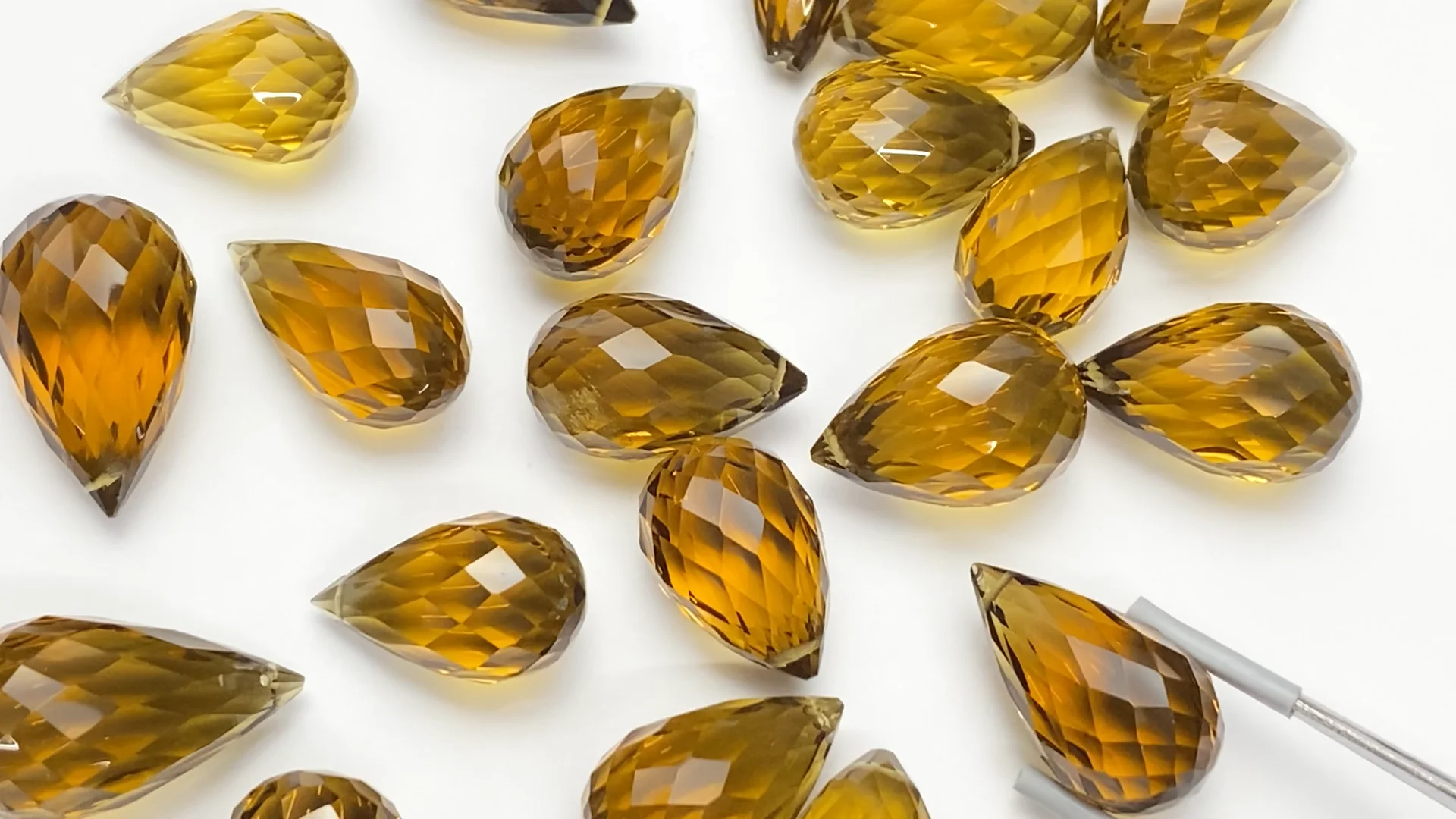 ハニークォーツ ドロップ コンケーブカット（ルース・裸石） 5粒