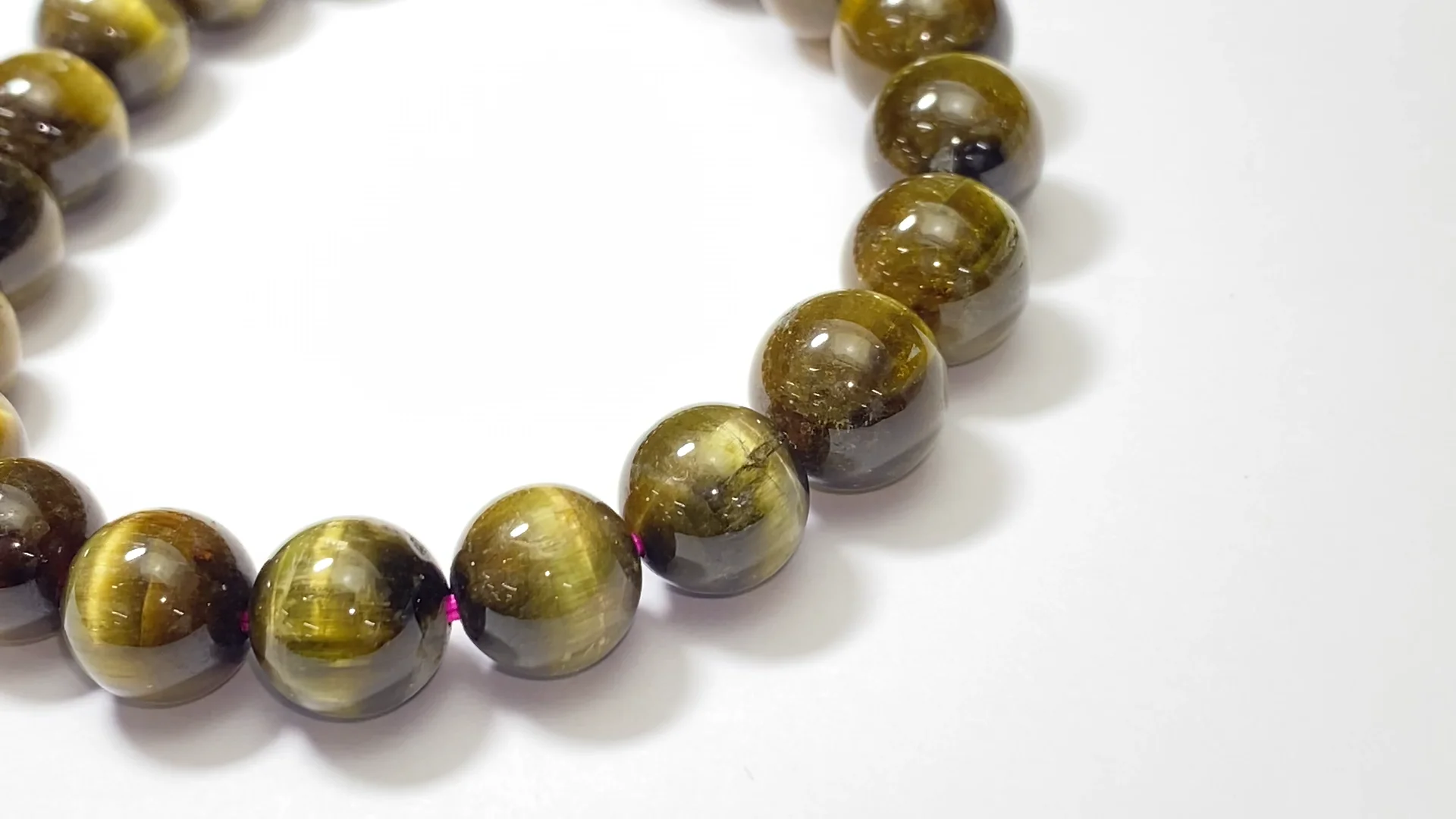 グリーントルマリンキャッツアイ ラウンド9～10mm ブレスレット NO.23