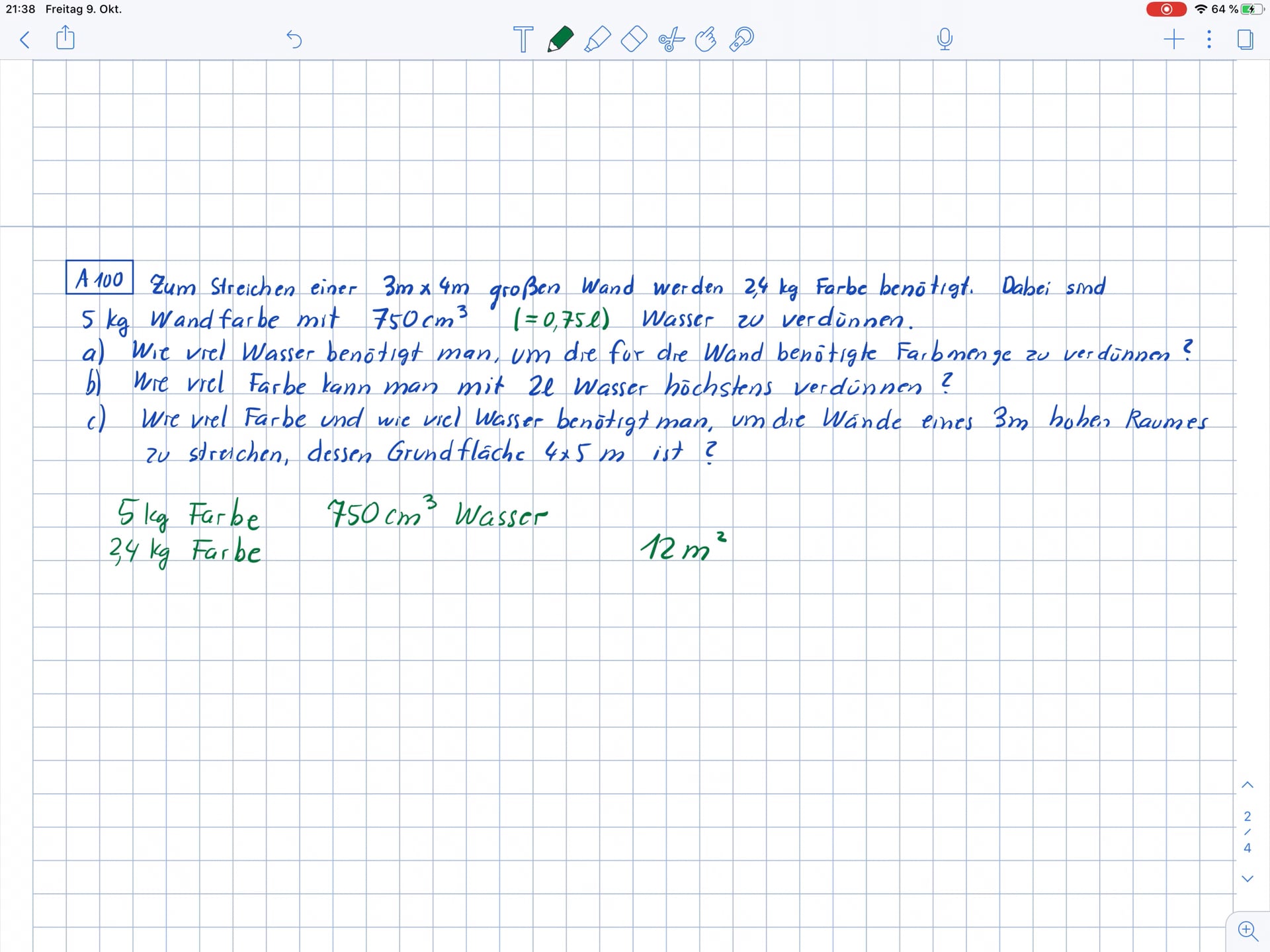 Mathe Vorkurs 2020 A100 Zimmer, Farbe, Wasser, Dreisatz Mit Drei ...