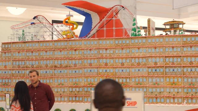 Giant gingerbread cruise ship replica at Lenox Mall
