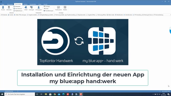 Installation und Einrichtung my blue:app hand:werk