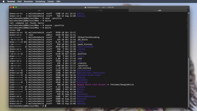 Die Shell Anpassen im .bash_profile oder .zprofile