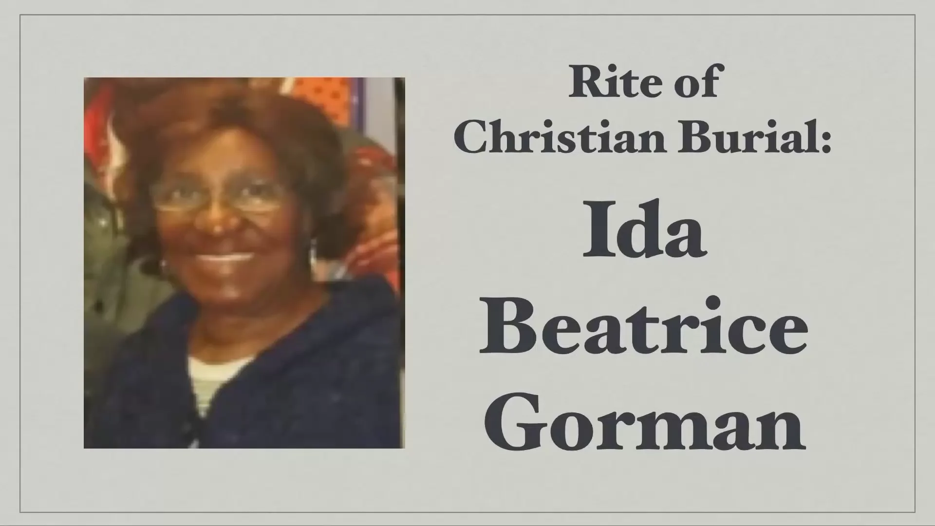 Memorial for Ida Beatrice Gorman