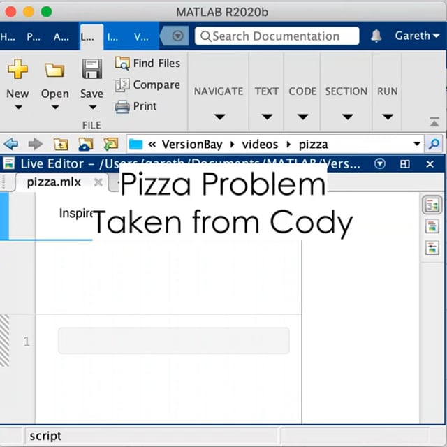 MATLAB Tip: Pizza Problem