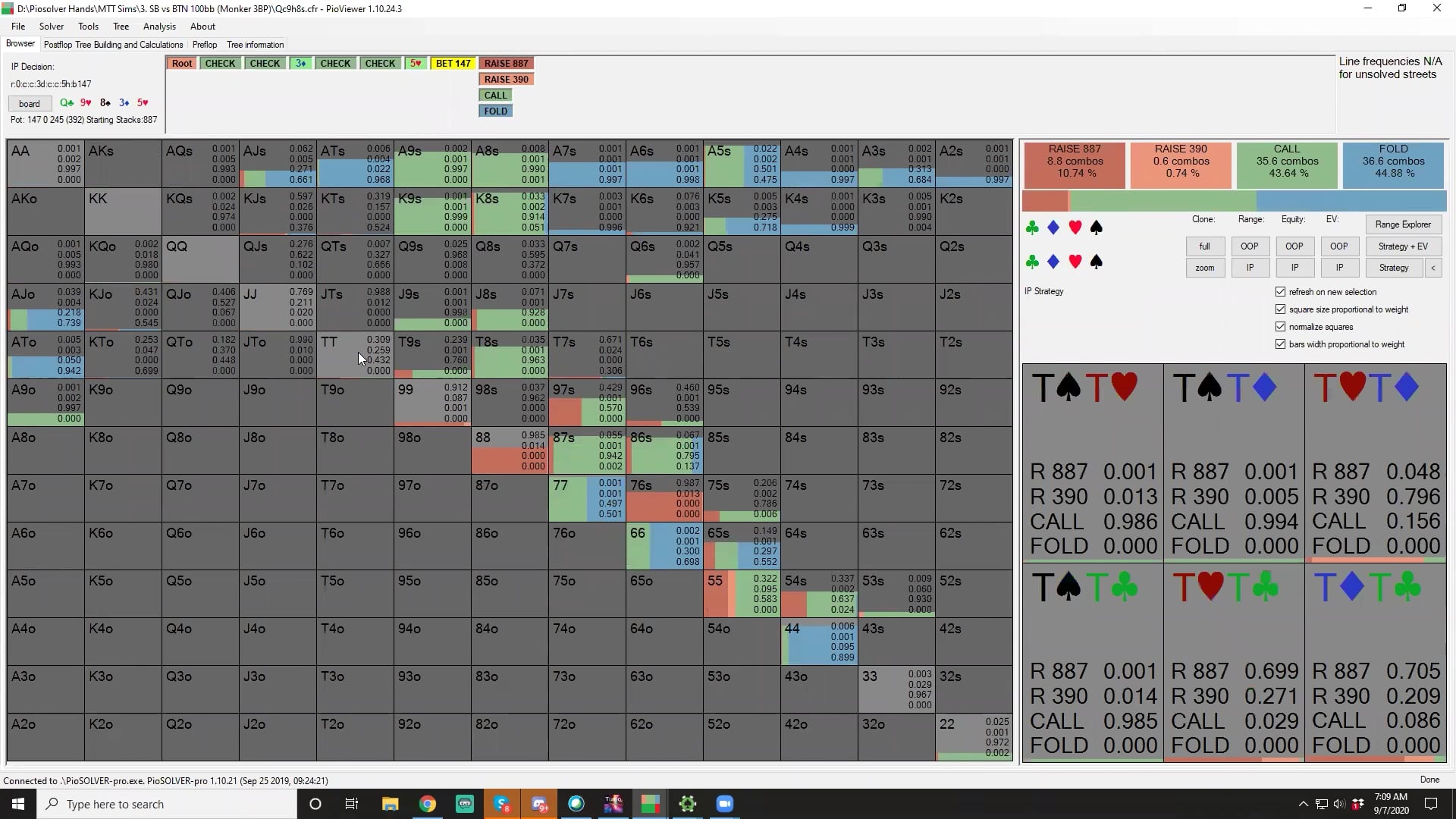 BTN Calling River Bets