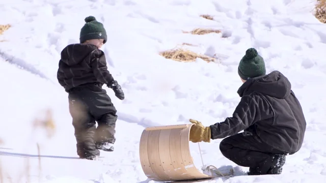 Junior Classic Wood Toboggan Sled