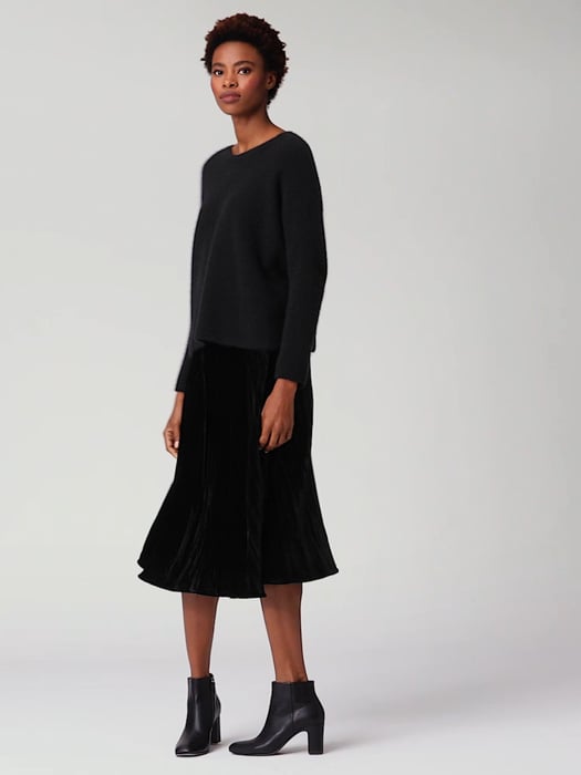 Crushed Velvet A-Line Skirt | EILEEN FISHER