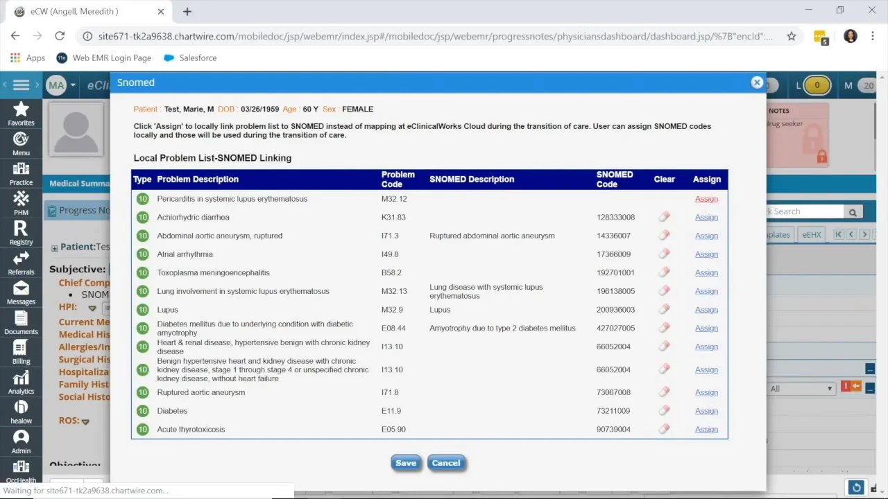 How to Link ICD-10 Problem List Codes to SNOMED Codes in eClinicalWorks