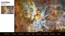 In the top left corner is title text that reads "Carina Nebula, Image Tour." Just below is a small image of the Carina Nebula. At right is a larger version of the Carina Nebula image.