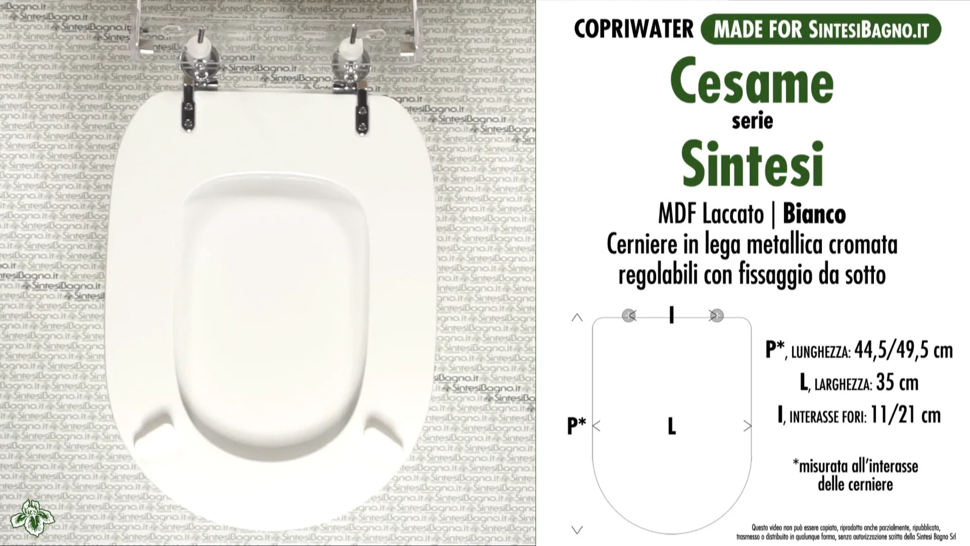 Copriwater SINTESI CESAME. BIANCO. Ricambio COMPATIBILE. Sedile in MDF  laccato on Vimeo