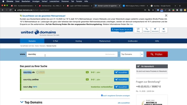 Domain kaufen und auf Raidboxes zeigen mit A-Record