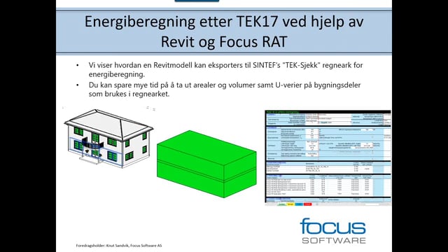 Energiberegning etter TEK17 ved hjelp av Revit og Focus RAT