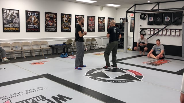 4) "T Position" (Underhook & Post/Frame) to 2 on 1 "Hug Arm Bar"