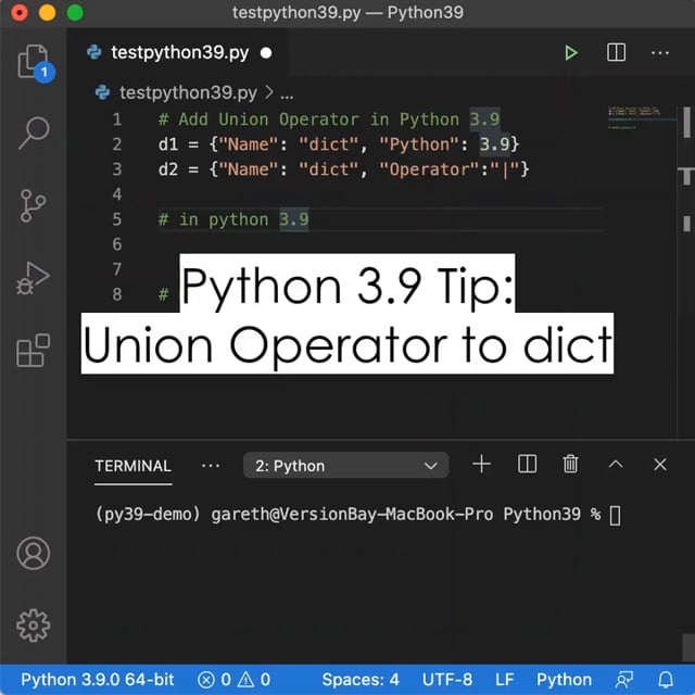 Python 3.9 Tip: Combining dict