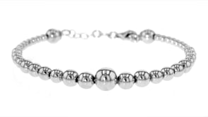 Italian Sterling Silver Graduated Bead Cuff Bracelet
