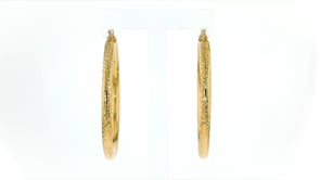 14kt Yellow Gold Diamond-Cut Hoop Earrings. 2"