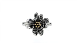 Sterling Silver with 14kt Yellow Gold Flower Ring