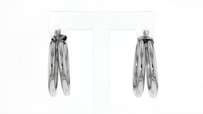 Italian Sterling Silver Hoop Earrings. 1 1/8"