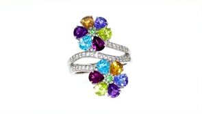 4.18 ct. t.w. Multi-Gemstone Flower Ring in Sterling Silver