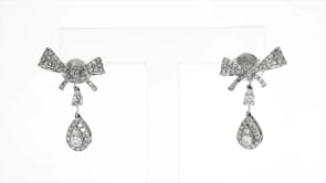 .75 ct. t.w. Diamond Bow Drop Earrings in 14kt White Gold