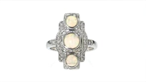Opal and .23 ct. t.w. Diamond Ring in Sterling Silver