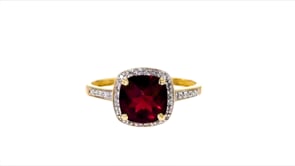 2.25 Carat Garnet and .10 ct. t.w. Diamond Ring in 14kt Yellow Gold
