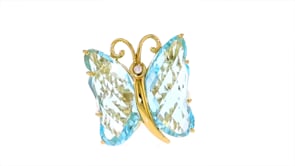 16.00 ct. t.w. Sky Blue Topaz Butterfly Ring in 18kt Gold Over Sterling