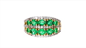 1.20 ct. t.w. Emerald and .40 ct. t.w. White Topaz Ring in 18kt Gold Over Sterling