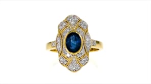.90 Carat Sapphire and .33 ct. t.w. Diamond Ring in 18kt Gold Over Sterling