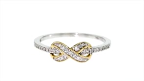 .10 ct. t.w. Diamond Infinity Ring in Sterling Silver with 14kt Yellow Gold