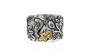 Sterling Silver Squirrel Ring with 14kt Yellow Gold