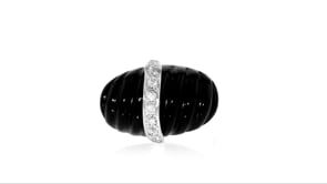 Black Agate and .16 ct. t.w. Diamond Ring in Sterling Silver