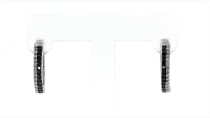 .25 ct. t.w. Black and White Diamond Hoop Earrings in Sterling Silver. 5/8"