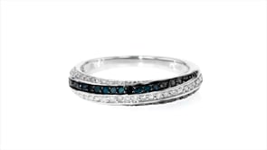 .18 ct. t.w. Blue and White Diamond Ring in Sterling Silver
