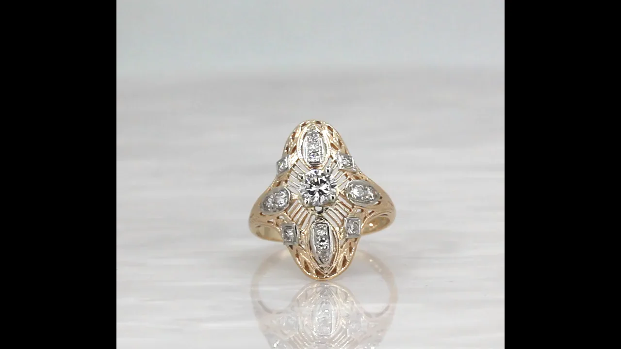 De Toulouse Vintage Filigree Diamond Ring