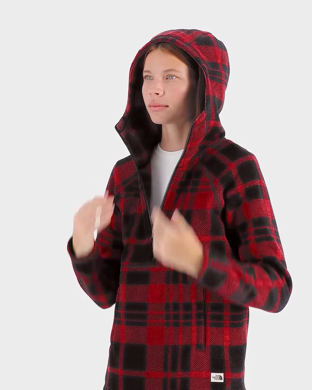 North face crescent outlet hoodie buffalo plaid