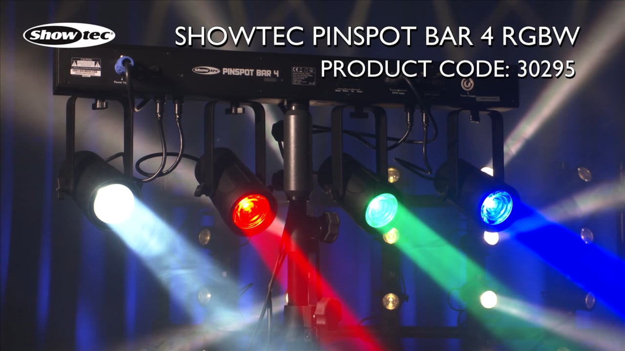 Showtec Pinspot Bar 4 RGBW and Pinspot Bar 4 WW. Oder Codes 30295 & 30296