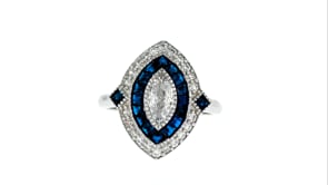 .80 ct. t.w. CZ and .80 ct. t.w. Simulated Sapphire Ring in Sterling Silver