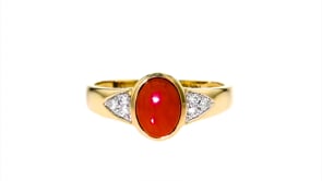 Coral Ring with Diamond Accents in 14kt Yellow Gold