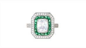 1.75 ct. t.w. CZ and .60 ct. t.w. Simulated Green Spinel Ring in Sterling Silver