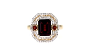 2.70 ct. t.w. Garnet and .38 ct. t.w. Diamond Ring in 14kt Yellow Gold
