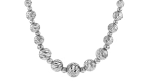 Italian Sterling Silver Diamond-Cut Bead Necklace. 18"