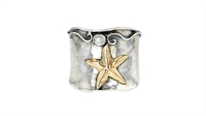 .50 Carat White Topaz Starfish Ring in Sterling Silver with 14kt Yellow Gold