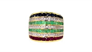 3.20 ct. t.w. Multi-Gemstone Ring in 18kt Gold Over Sterling